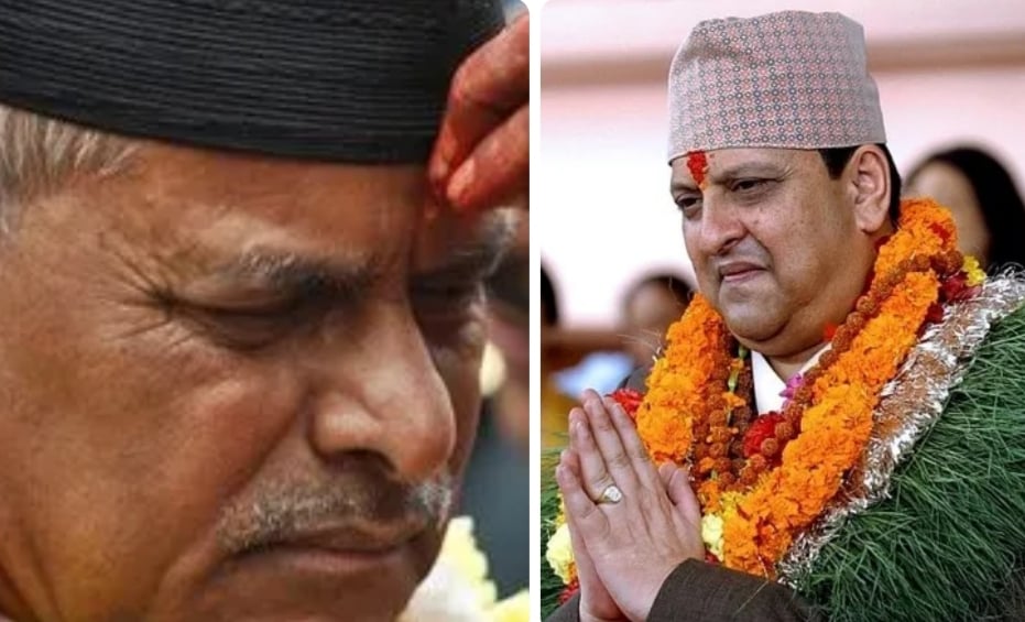 प्रथम राष्ट्रपति यादवले गरे पूर्वराजा शाहबाट टीका ग्रहण