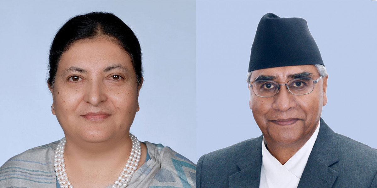 प्रधानमन्त्री देउवाले राष्ट्रपति भण्डारीलाई भेट्दै