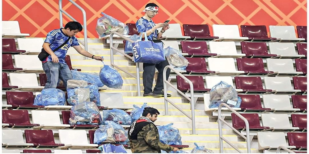 खेलसँगै विश्वको मन जितेको जापान,समर्थकले  रङ्गशालाको फोहोर सङ्कलन गरे