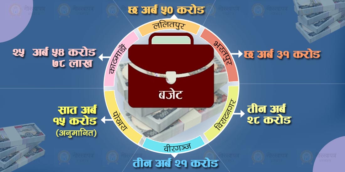 छ महानगरको बजेट ५१ अर्ब ९९ करोड,कस्काे कति ?