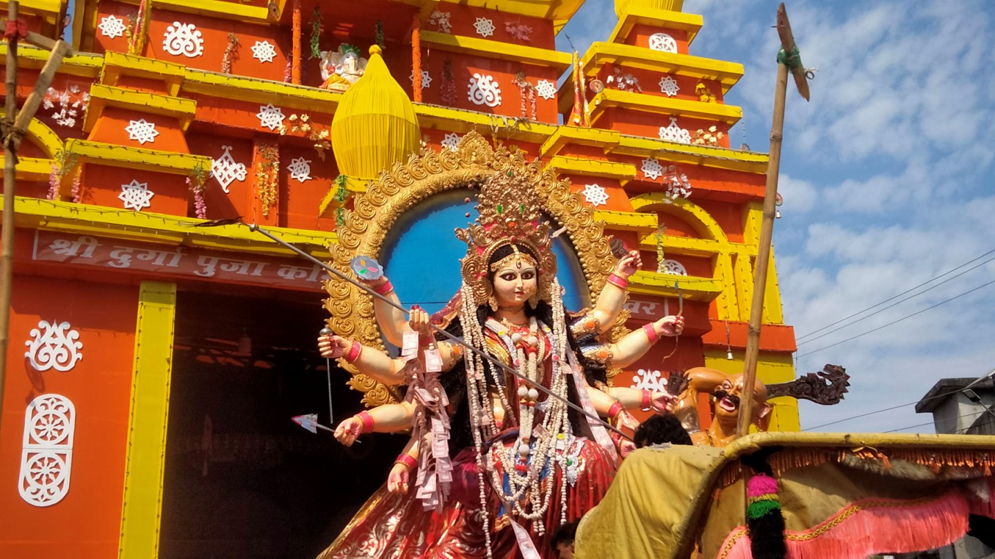 व्यापक सुरक्षाकर्मी परिचालन गरेर दुर्गा मूर्ति विसर्जन